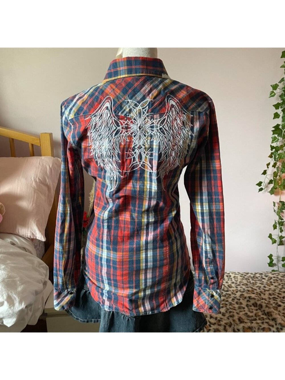 Rock&Roll Cowgirl plaid button up long sleeve top